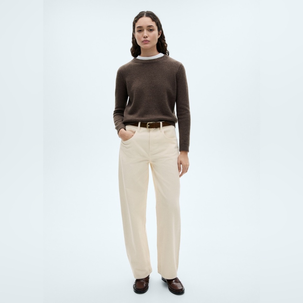 MANGO Balloon Cream Corduroy Jeans | High Waist Loose Fit | NWT Size 14